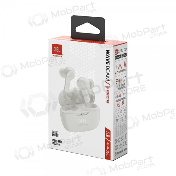 Bezdrátová sluchátka JBL Wave Beam TWS Bluetooth 5.2 bílá