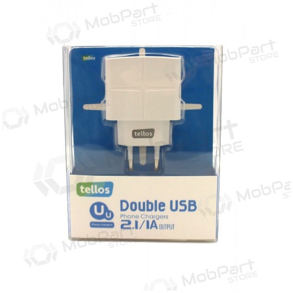 Nabíječka Tellos su USB (dual) (1A+2.1A) (bílý)