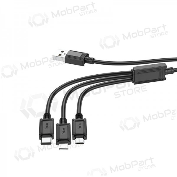 USB kabel Hoco X74 3in1 microUSB-Lightning-Type-C 1.0m (černá)