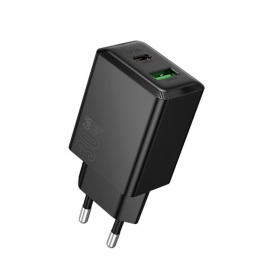 Nabíječka telefonu Hoco N71 30 W GaN USB-C + USB-A černá