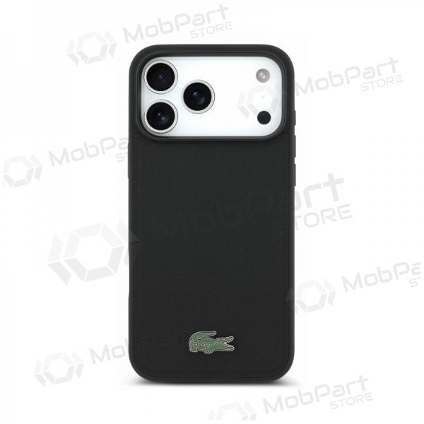 Apple iPhone 18 Pro Max obal - Lacoste PVC Petit Pique Semi Wrap Embossed MagSafe (černý)