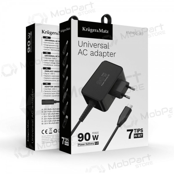 Univerzální nabíječka pro notebooky Kruger&Matz 90W černá