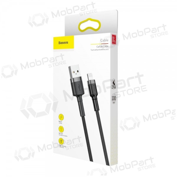 USB kabel Baseus Cafule USB-A to Lightning 2.4A 1.0m šedá-černá CALKLF-BG1