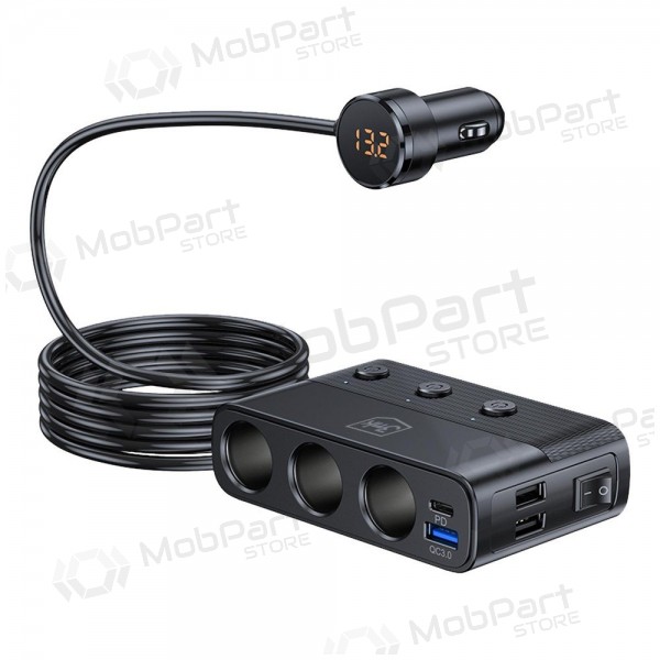 Automobilová nabíječka 3mk Car Power Splitter 120 W 3xUSB-A + USB-C 12V černá