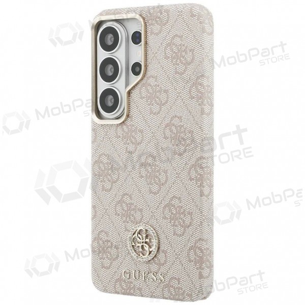 Obal pro Samsung Galaxy S26 Ultra - Guess PU Leather 4G Strass Logo Gold Frame Magnetic (růžový)