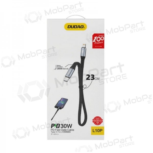 Lightning kabel Dudao L10P USB-C na Lightning 0.23 m 20 W černý