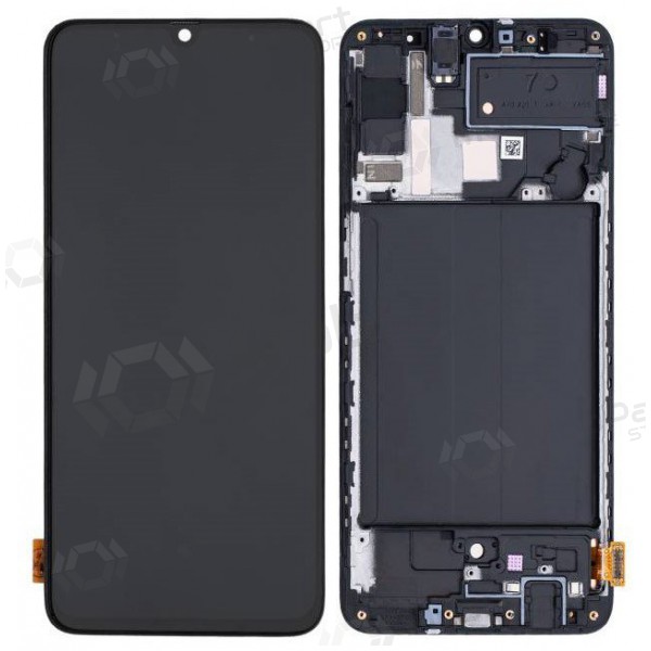 Ekranas Samsung A705 A70 2019 su lietimui jautriu stikliuku a rėmeliu Black OLED (real size)