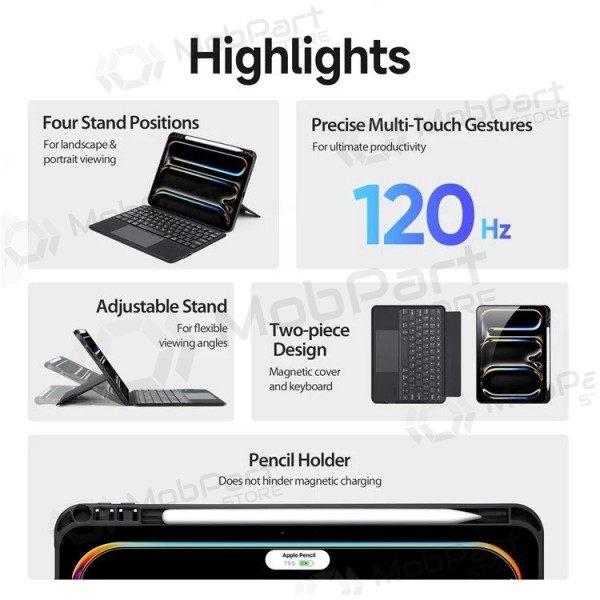Apple iPad Pro 11 2024, 2025 obal s klávesnicí - Dux Ducis DK (černý)