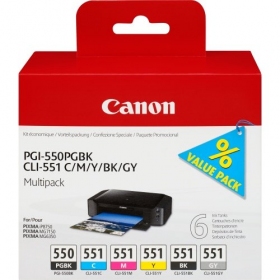 Canon PGI-550/CLI-551 (6496B005) Sada inkoustových kazet, PGBK/C/M/Y/BK/GY