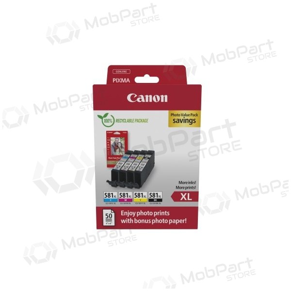 Canon CLI-581XL (2052C004) Photo value pack Sada inkoustových kazet, C/M/Y/BK