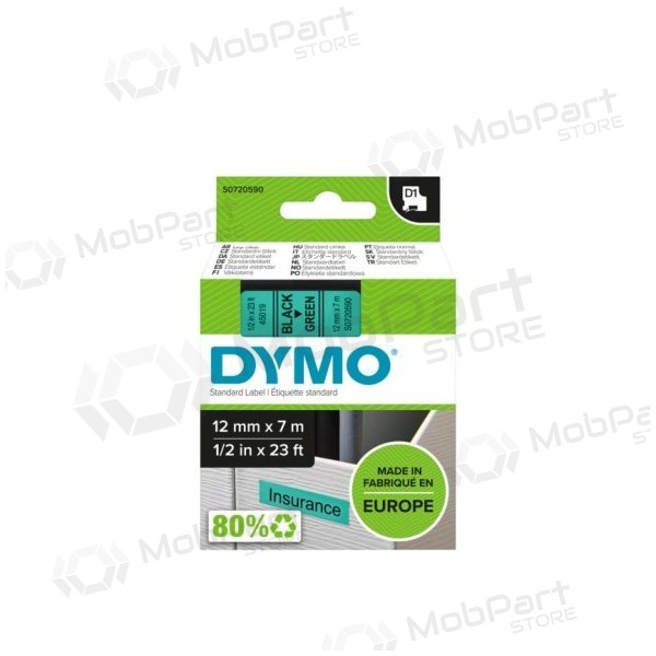Dymo 45019 (S0720590) páska 12mm x 7m, černá na zelené