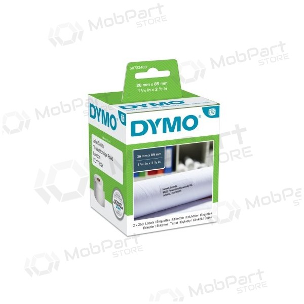 Dymo 99012 (S0722400) etikety 36 x 89mm, 2 role x 260 etiket, bílá...