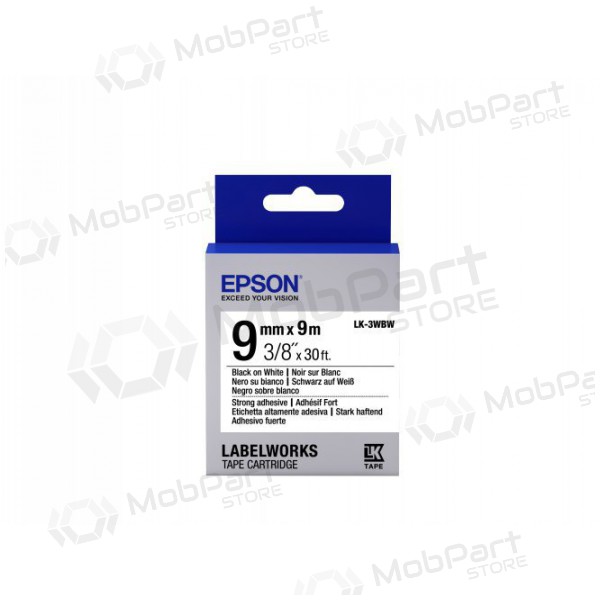 Epson štítková kazeta LK-3WBW s pevnou přilnavostí černá na bílé 9 mm (9 m)