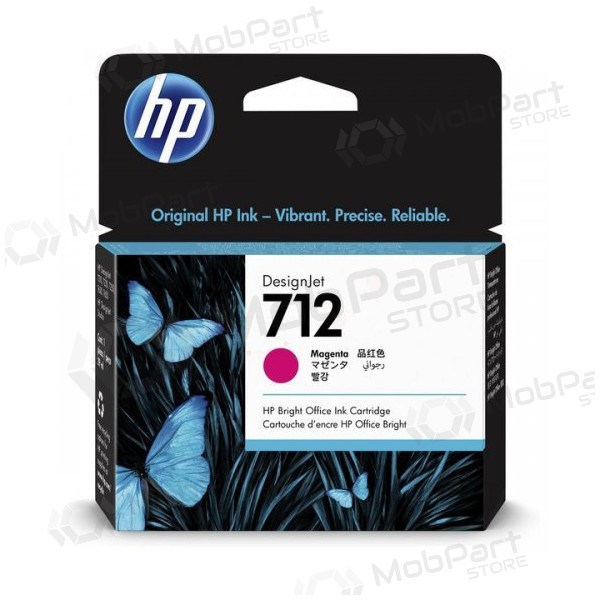 HP 712 (3ED68A), purpurová inkoustová kazeta pro inkoustové tiskárny, 29 ml.