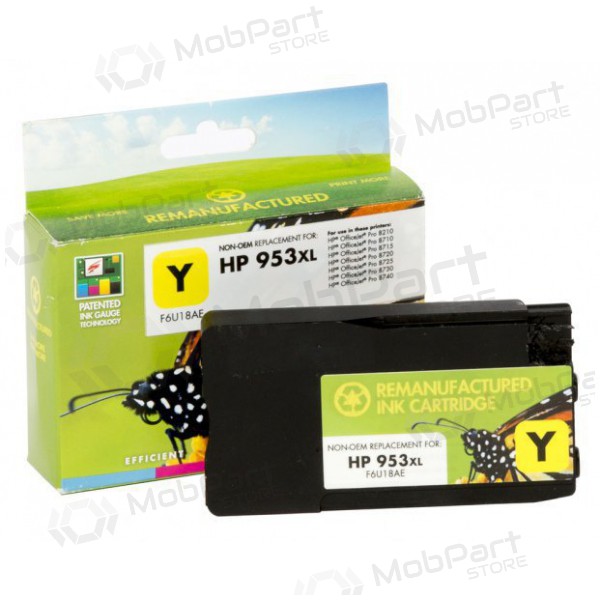 Kompatibilní inkoustová kazeta Static Control HP 953 XL (F6U18AE) žlutá, s novým čipem, pro inkoustové tiskárny, 1600 stran.